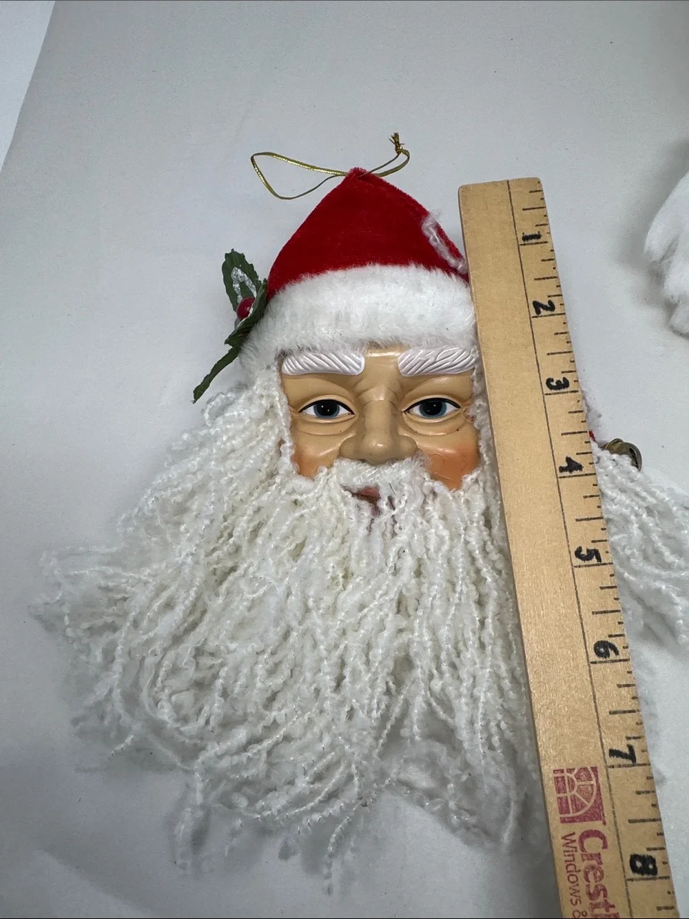 SANTA HEAD PLASTIC FACE CHRISTMAS ORNAMENTS LOT OF 2 VINTAGE HOLIDAY